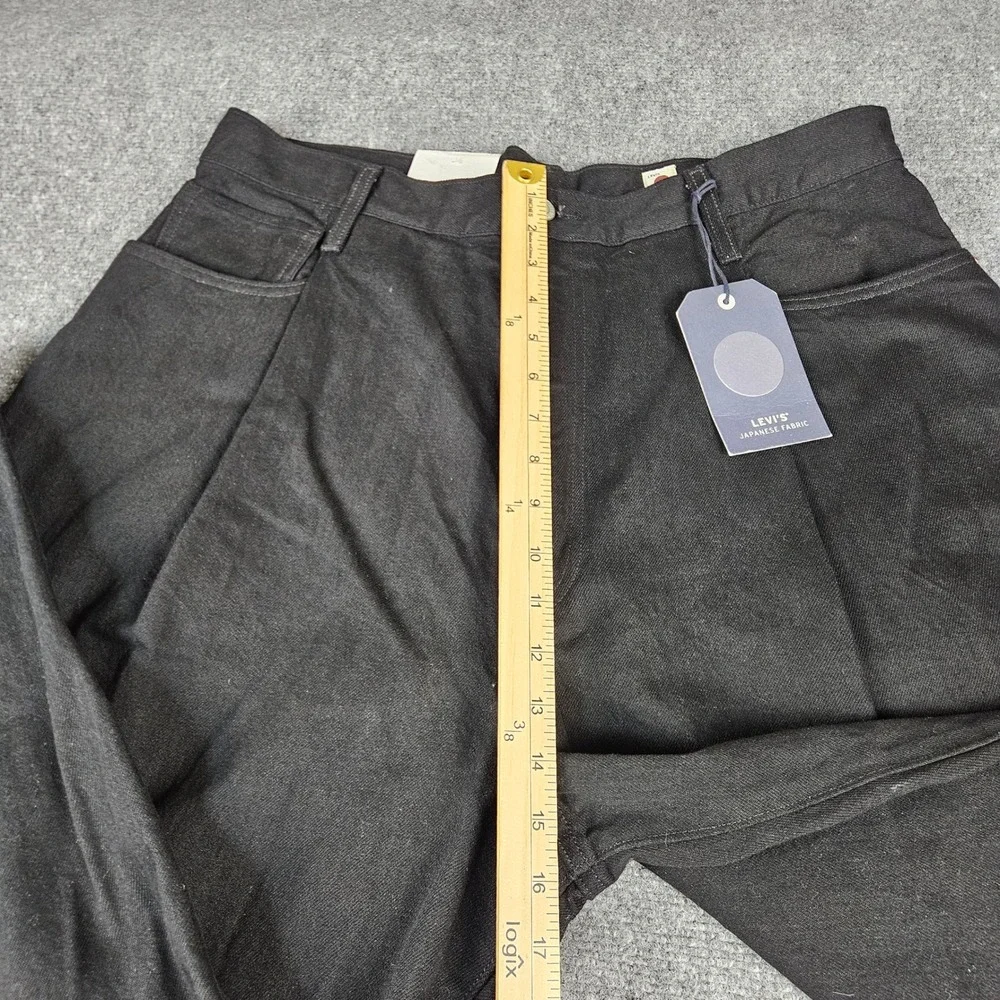 $248 Levis Wide Pleat Crop Japanese Fabric Jeans Mens 36 Black Denim NEW